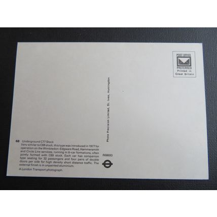 68 Underground C77 Stock, London Transport R68693 Postcard
