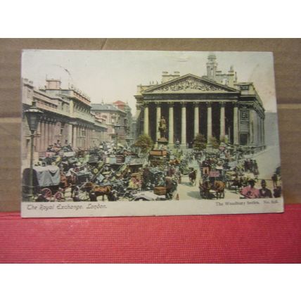 THE ROYAL EXCHANGE, LONDON . used antique postcard. 1904 pm woodbury series =