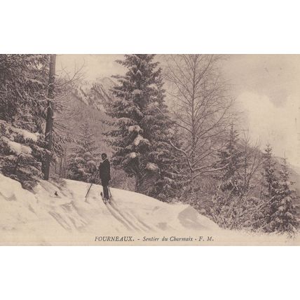 Fourneaux Sentier du Charmaix Old French Skiing Postcard