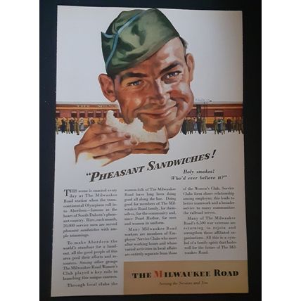 Original Hiawatha Milwaukee Railroad Train Print Ad Mid-Century 1940s Vintage #4