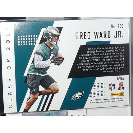 2017 Unparalleled GREG WARD (Eagles) Holo Foil Rookie card #260