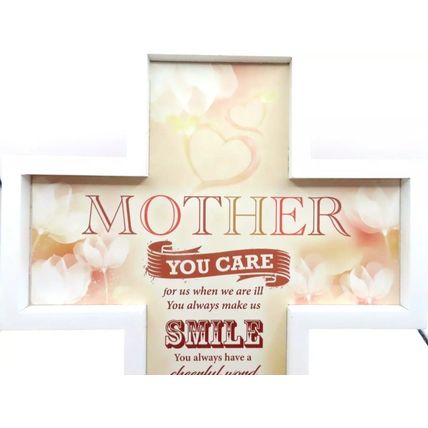 Mother Sentimental Verse Plaque Cross Shaped with Stand & Hanger 27.5 CM Gift