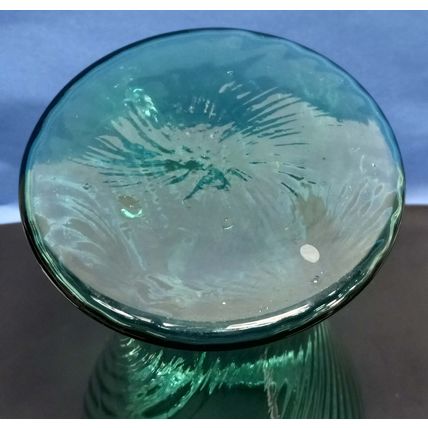 Rare MINT Antique LARGE Victorian Vaseline Glass Vase Green Uranium Swirl 1800's