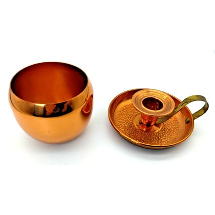 Coppercraft Guild Taunton, Mass. Candle Holder & Cup 2.5 Inches High Vintage Set