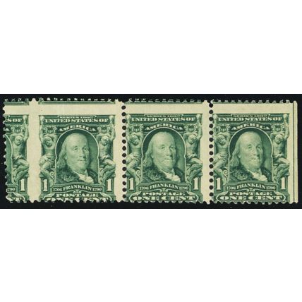 300, Mint NH 1¢ Fold Over Error Makes for Wild Perforations - Stuart Katz