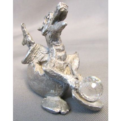 RARE 80's Pewter Figurine BABY DRAGON In EGG AUSTRIAN CRYSTAL TSR D&D SCM