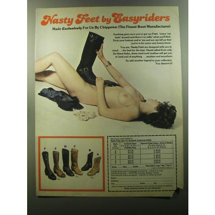 1980 Chippewa Nasty Feet Boots Advertisement - Nasty Feet by Easyriders