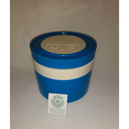 VINTAGE 1970s KING-SEELEY BLUE AND WHITE SOUP THERMOS w LID & STOPPER