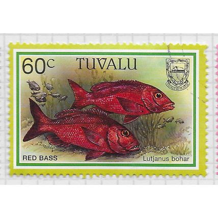 TUVALU 1997 FISH SERIES 60c RED BASS USED MARINE SEA LIFE FAUNA