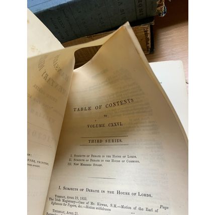 RARE* 1853 "HANSARD'S PARLIAMENTARY DEBATES FOR THE YEAR 1852" 1.3kg BOOK (P7)