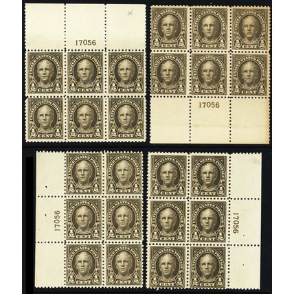 551, Mint Set of Four Matched Plate Blocks SCV $90 * Stuart Katz