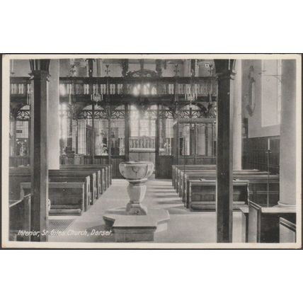 Interior, St Giles Church, Dorset, c.1930s - RP Postcard