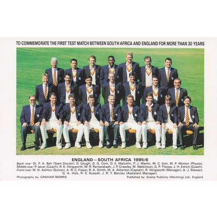 England Vs South Africa 1995 Test Match Cricket Team Photo Postcard