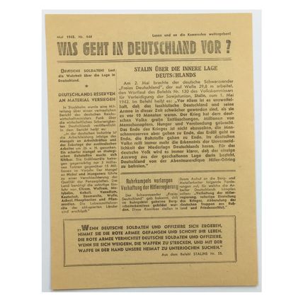 WW2 Russian/Soviet Air Drop Leaflet Illustrated by Erich Weinert. - Code 1313.