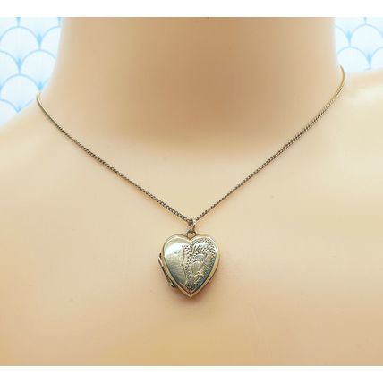 Vintage American Double 10ct Yellow Rolled Gold Heart Locket Pendant Necklace