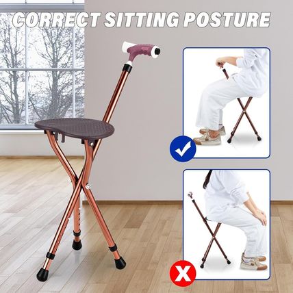 Folding Cane Seat Combo 400 Lbs Capacity Portable Cane Stool Handy Folding Crutc