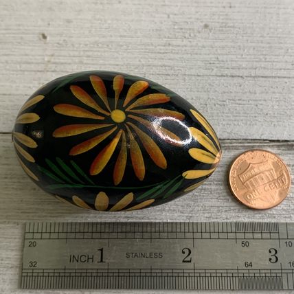 VTG Wooden Easter Egg Ukrainian Pysanky Pisanky Pysanka Hand Painted With Stand