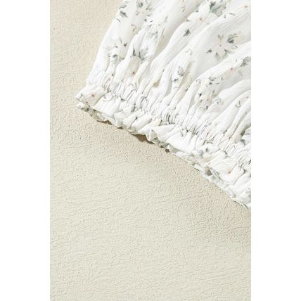 White Boho Floral Smocked Wide Leg Short Puff Sleeve Jumpsuit