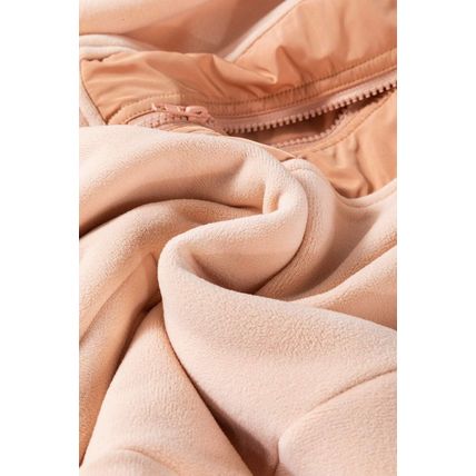 Light French Beige Colorblock Patchwork Half Zip Oversized Sherpa Hoodie