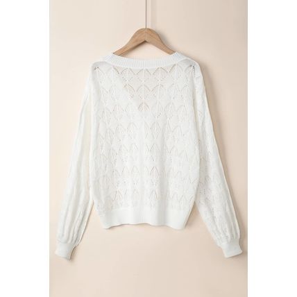 White Lightweight Buttoned Front Crochet Cardigan