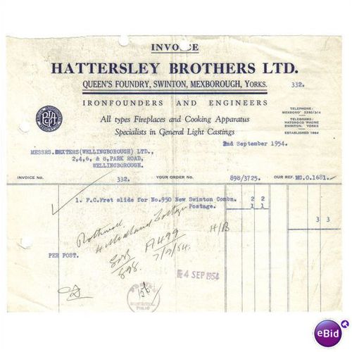 1954 HATTERSLEY BROTHERS LTD, MEXBOROUGH YORKS 898/3725