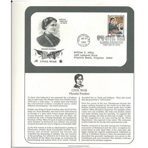 CIVIL WAR series PHOEBE PEMBER ' OFFICIAL FIRST DAY of ISSUE ' (1995)