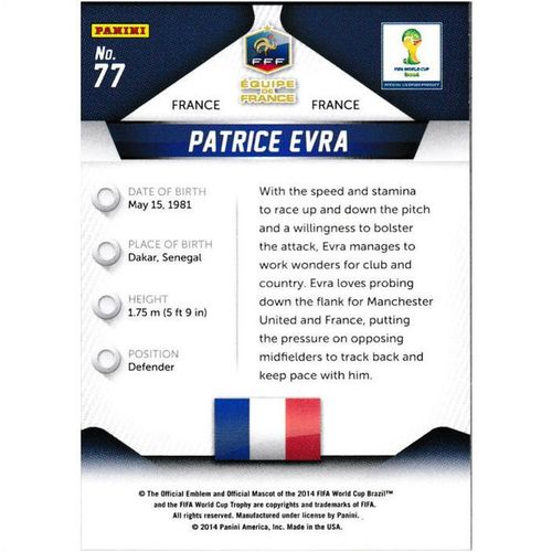 2014 Panini Prizm World Cup - #77 - Patrice Evra
