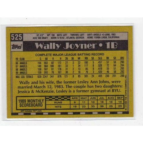 1990 Topps Wally Joyner baseball card #525 – Angels