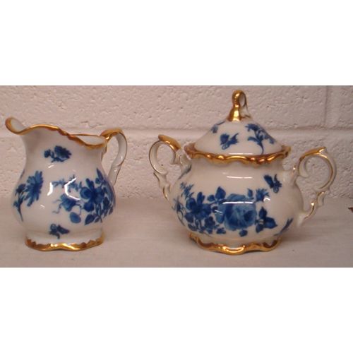ECHT COBALT BAVARIA WALDERSHOF ' COFFEE creamer & sugar bowl ' Floral/Gold Trim