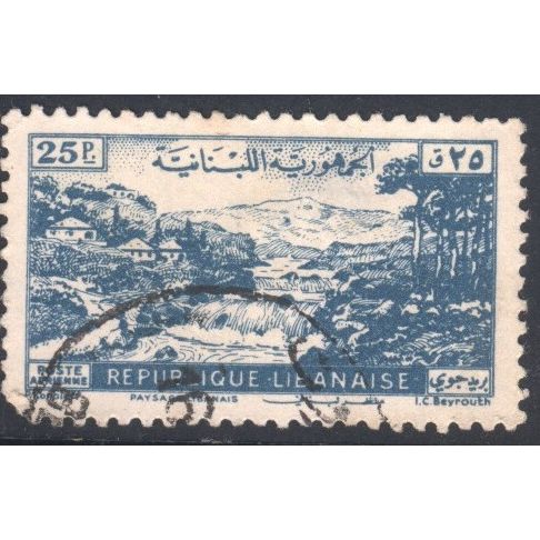 Lebanon 1948 - SG371 - 25p blueish green - Lebanese Landscape - used