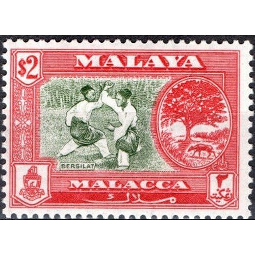 Malaya Malacca QEII 1960 $2 Bronze Green Scarlet Mint SG 59 Sc 65 Bersilat stamp