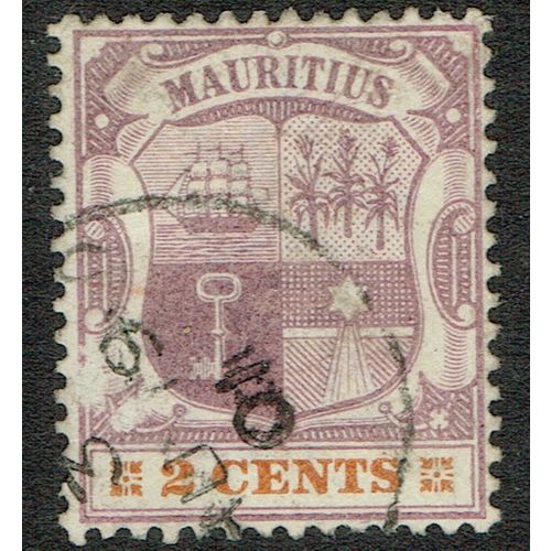 Mauritius 1895 2c Dull Purple and Orange wmk Crown CA SG128 FU