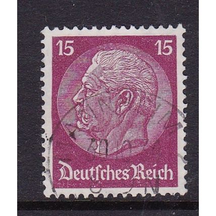 GERMANY 1933 3RD REICH HINDENBURG 15pf USED WMK SWAZITIKA SG501B #2