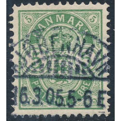 Denmark AFA 34C/Scott 43a, 5ø green Arms type, VF used, KJØBENHAVN cancel, LUX