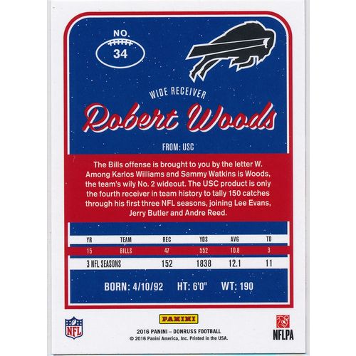 2016 Donruss Football 34 Robert Woods Buffalo Bills