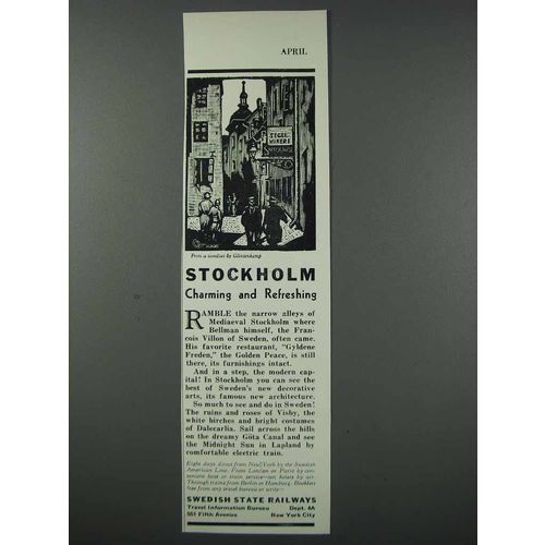 1932 Swedish State Railways Ad - Stockholm