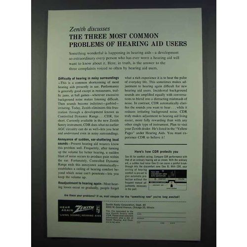 1962 Zenith Hearing Aid Ad - Most Common Problems