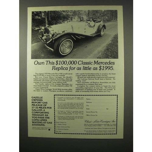 1979 Classic Motor Carriages Gazelle Car Ad - Mercedes