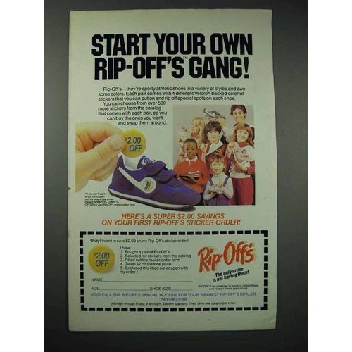 1986 Rip-Off's Athletic Shoes Ad - Start Your Own Gang