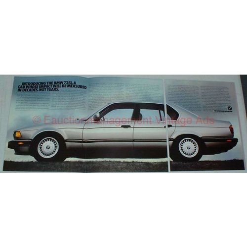 1987 3pg BMW 735i Car Ad - Impact Measured in Decades!!