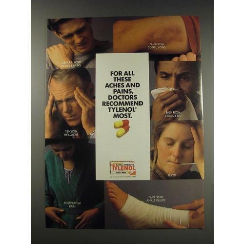 1991 Tylenol Extra-Strength Gelcaps Ad - For all these aches and pains