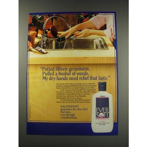 1991 Jergens Eversoft Lotion Ad - Potted fifteen geraniums