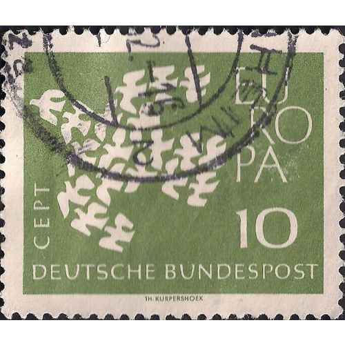 GERMANY, Europa CEPT: Flying Dove, green 1961, 10 Pf, #2
