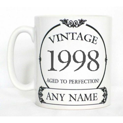 Vintage 1998 Aged To Perfection Mug PERSONALISED Wine Label Birthday Year Gift
