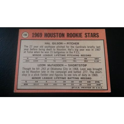 1969 Topps Card # 156 Houston Astros Rookie Stars Very Good (3)