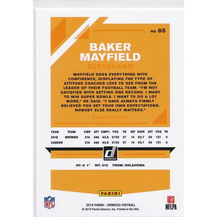 2019 Donruss Football Base 65 Baker Mayfield Cleveland Browns