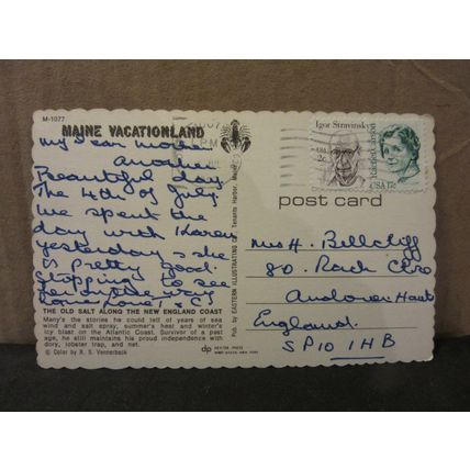 THE OLD SALT, MAINE, USA used postcard 1990 pm =