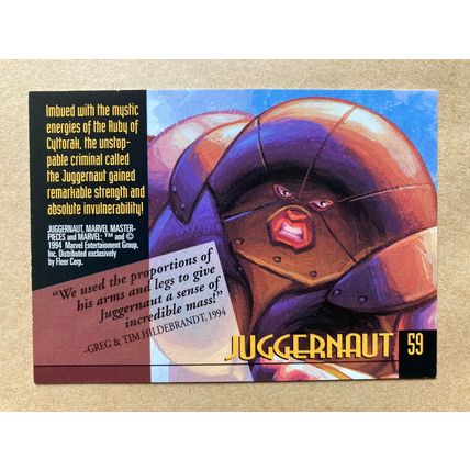 Marvel Masterpieces 1994 Base trading Card # 59 Juggernaut (B) Fleer