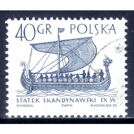 POLAND 1965, Sailing Ships - 9th Century Scandinavian "Gokstad", 40 G, CTO