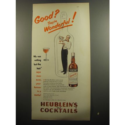1951 Heublein's Cocktails Ad - Good? They're wonderful!